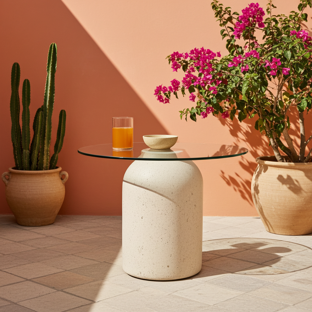 Table d'appoint Aruma – En béton GFRC & verre