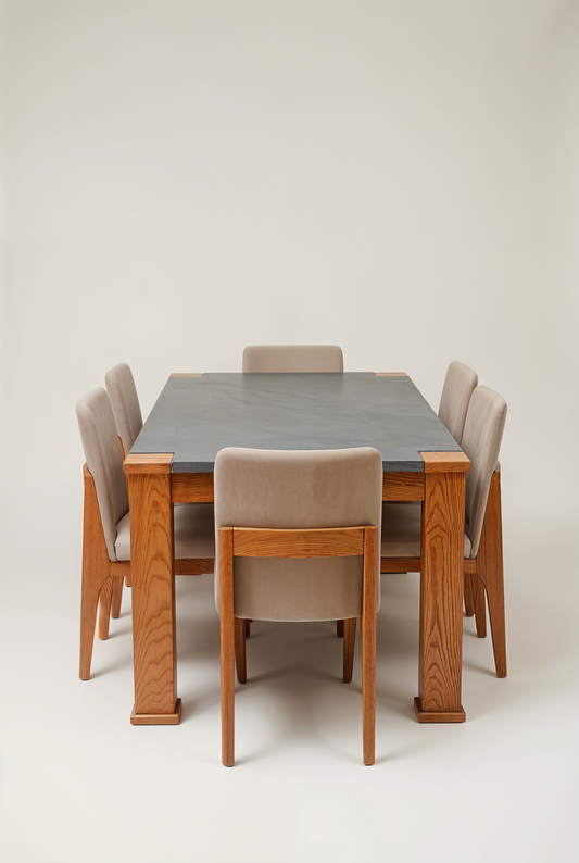 Table Daphné en beton et piètement en bois — studio