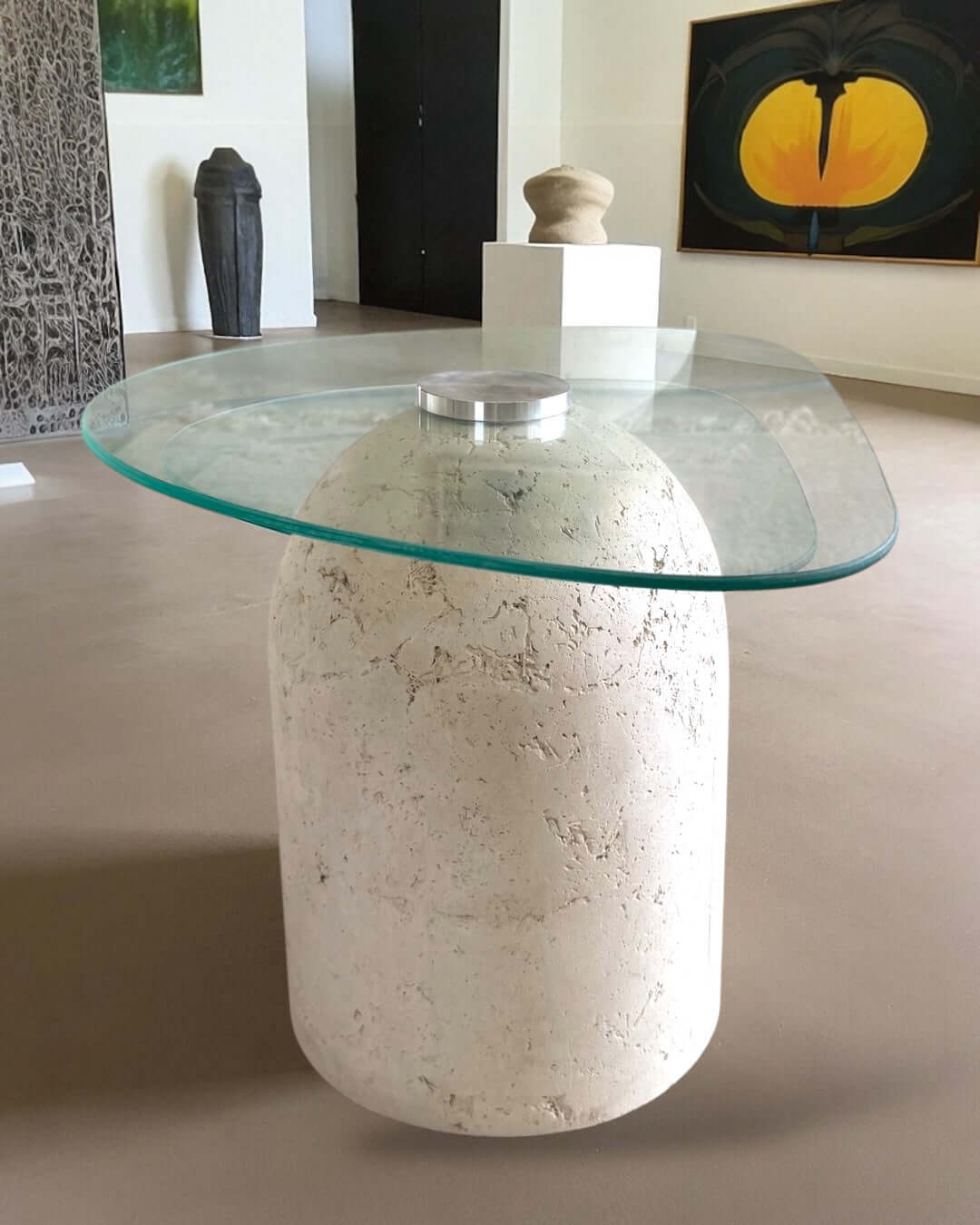 Duo Éclipse – Tables en béton GFRC et verre Ismant 3