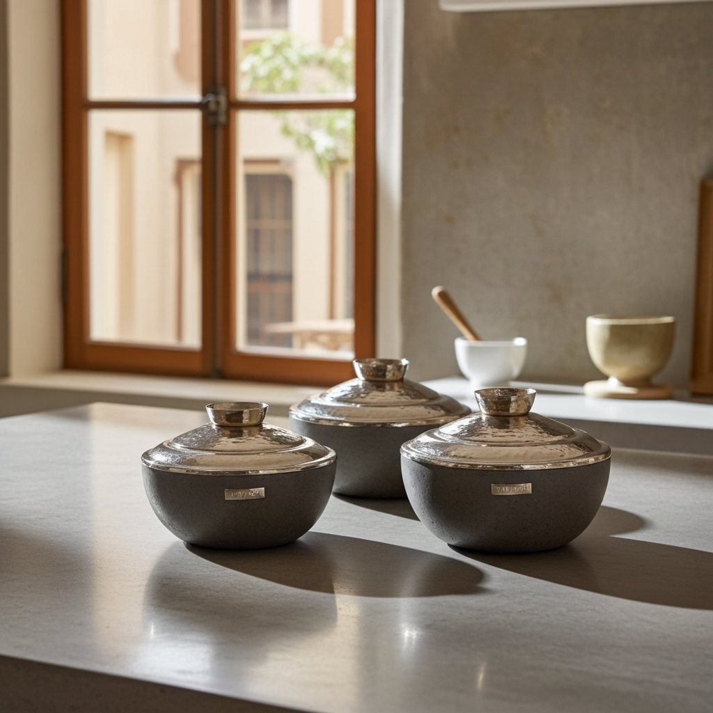 Bol Eclat en béton avec couvercle en cuivre