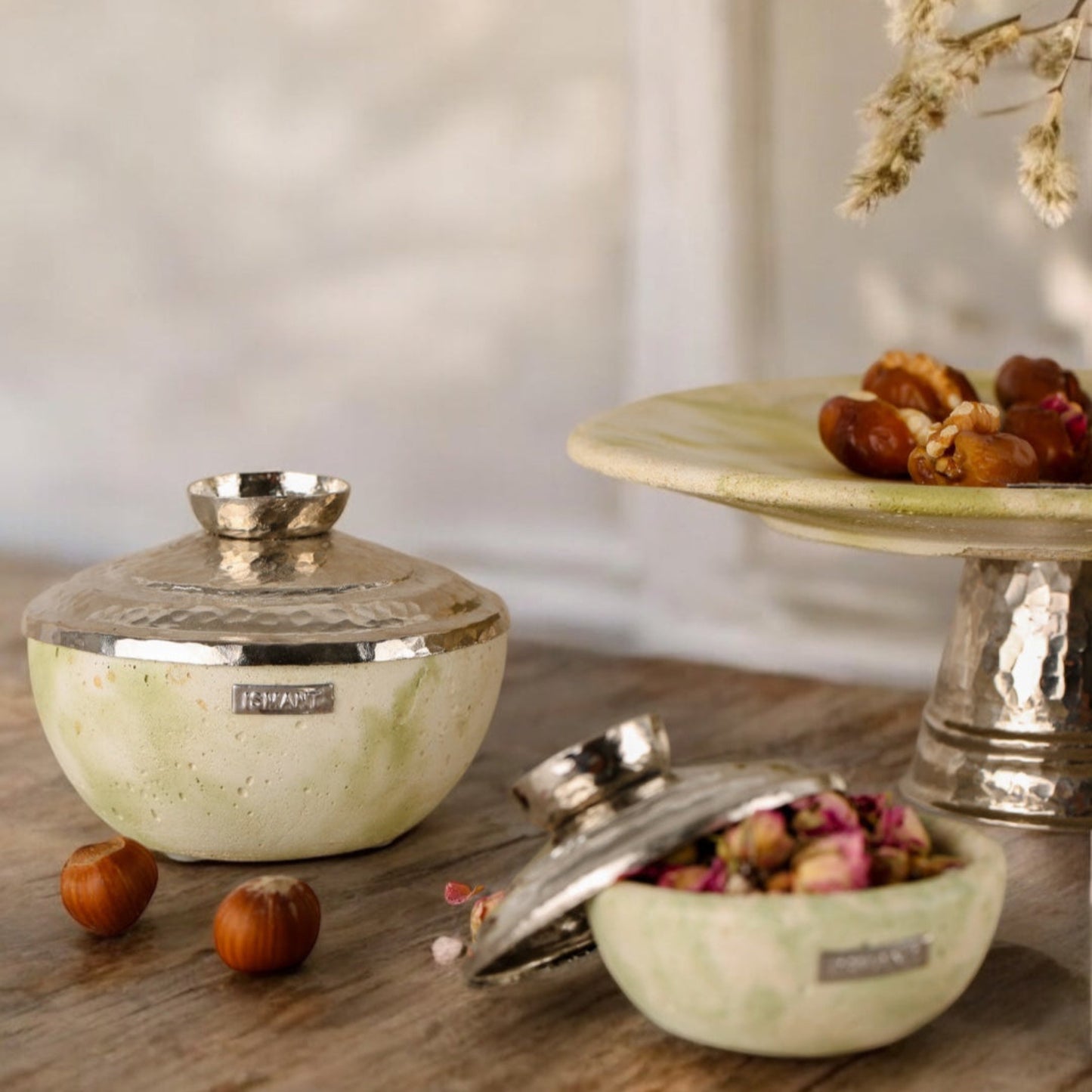 Bol Eclat en béton avec couvercle en cuivre - Ismant 10