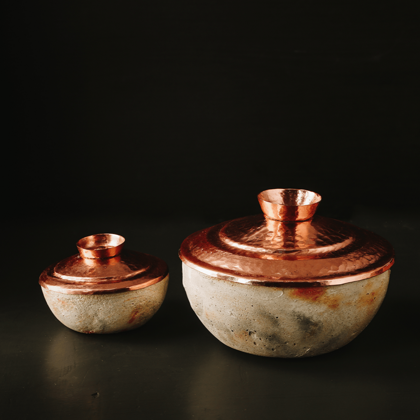 Bol Eclat en béton avec couvercle en cuivre - Ismant 5