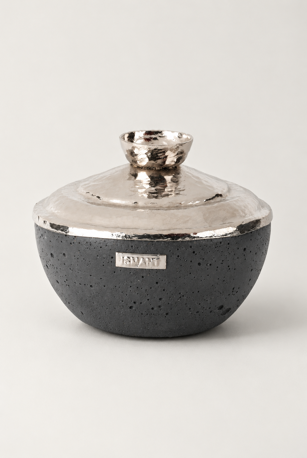 Bol Éclat gris charbon Ø12 cm — couvercle argenté