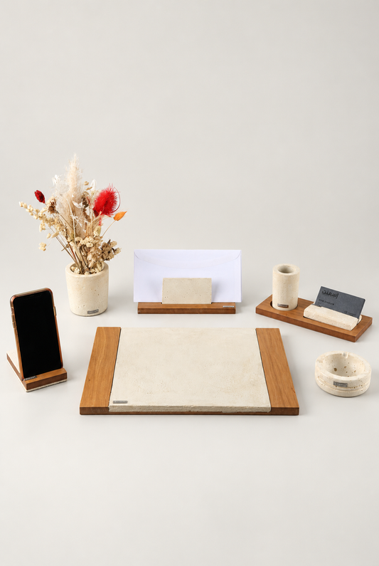 Coffret de bureau VIP blanc ivoire — ensemble complet