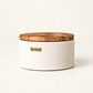 Diffuseur de parfum passif Ismant : boîte ronde en béton, couvercle en bois, pierres de perlite