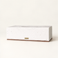 Boîte à mouchoirs rectangulaire en béton Ismant, base en bois