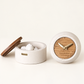Coffret Subtil Ismant : horloge en bois gravé et diffuseur de parfum en béton