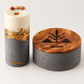 Pack Pilier boîte chocolat et bougie — ensemble boîte chocolat et bougie — fond blanc cassé