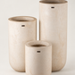 Pots UrbanStone ivoire — comparaison de trois hauteurs