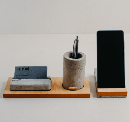 Pack Bureau Élégant en Bois support téléphone, porte-stylos- Ismant 6
