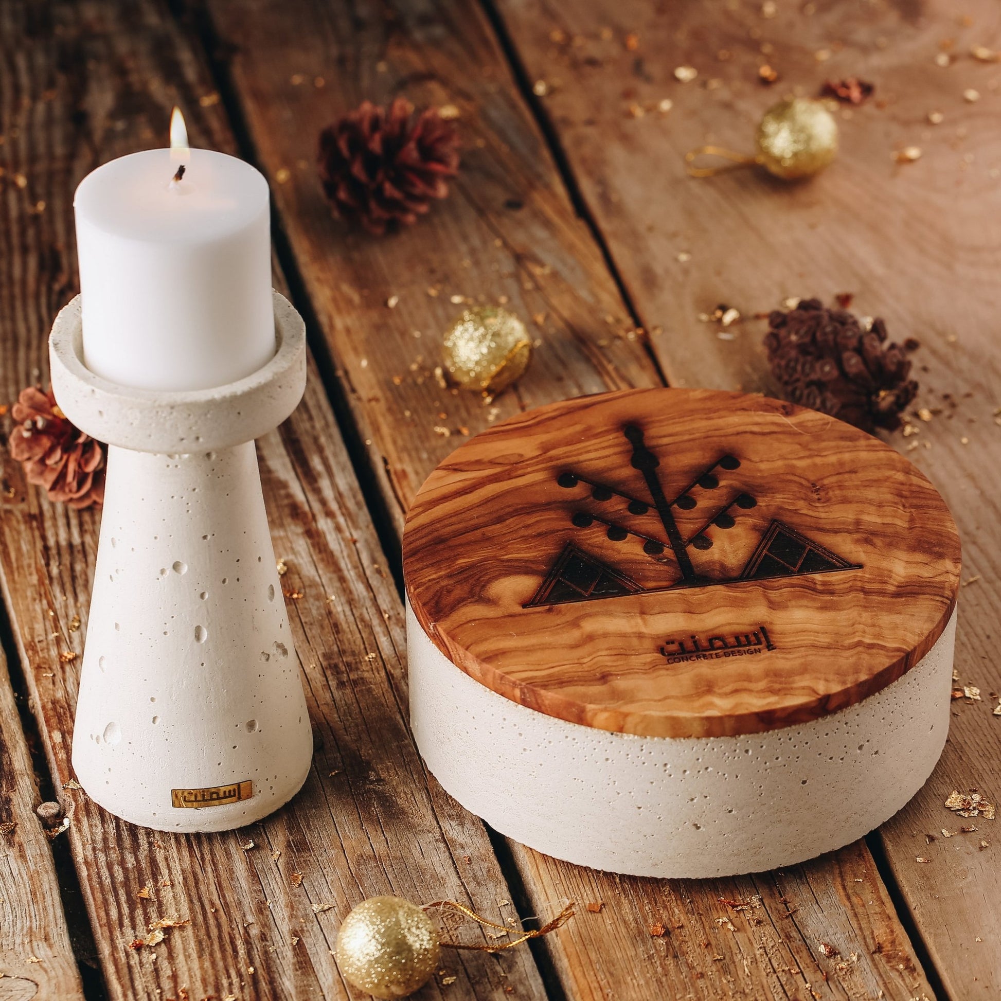 Pack Oliveraie L - boite chocolat et bougeoir - Ismant 1