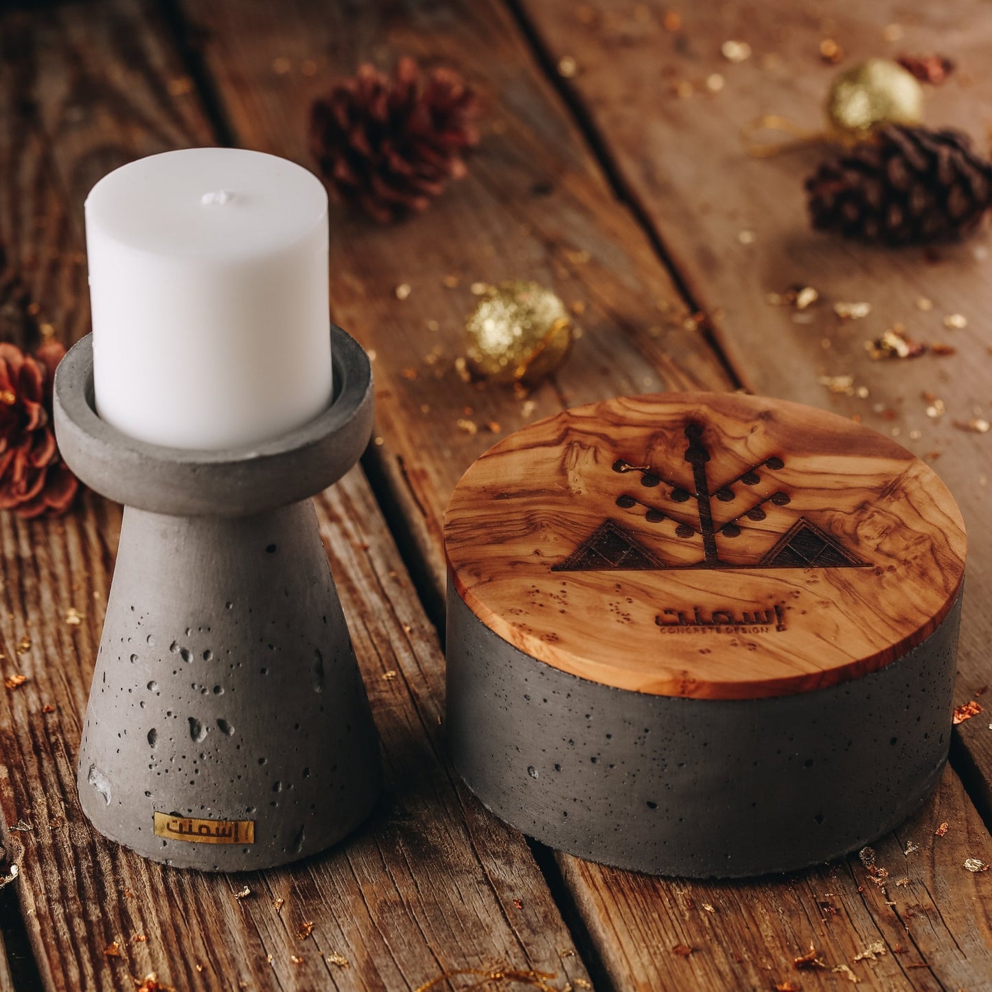 Pack Oliveraie S - boite chocolat et bougeoir - Ismant