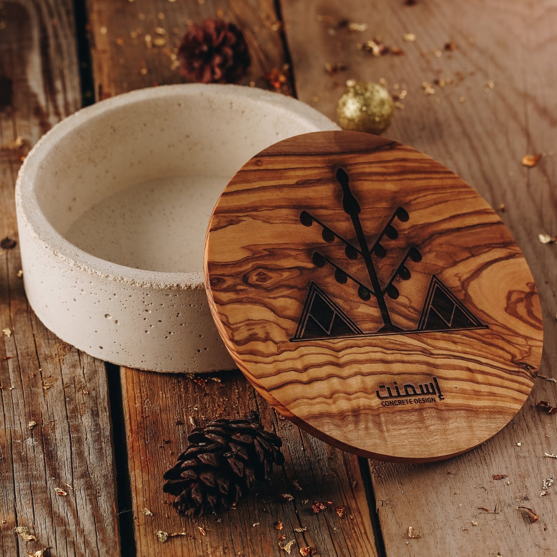 Pack Oliveraie S - boite chocolat et bougeoir - Ismant